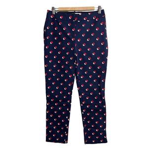Boden Richmond Trouser Pants Womens Size 8 Navy Red Polka Dot Ankle Crop